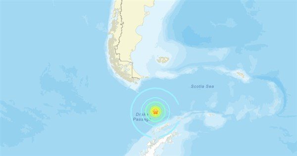 南極德雷克海峽規模7.5地震 震源深度10公里 南極德雷克海峽規模7.5地震 震源深度10公里