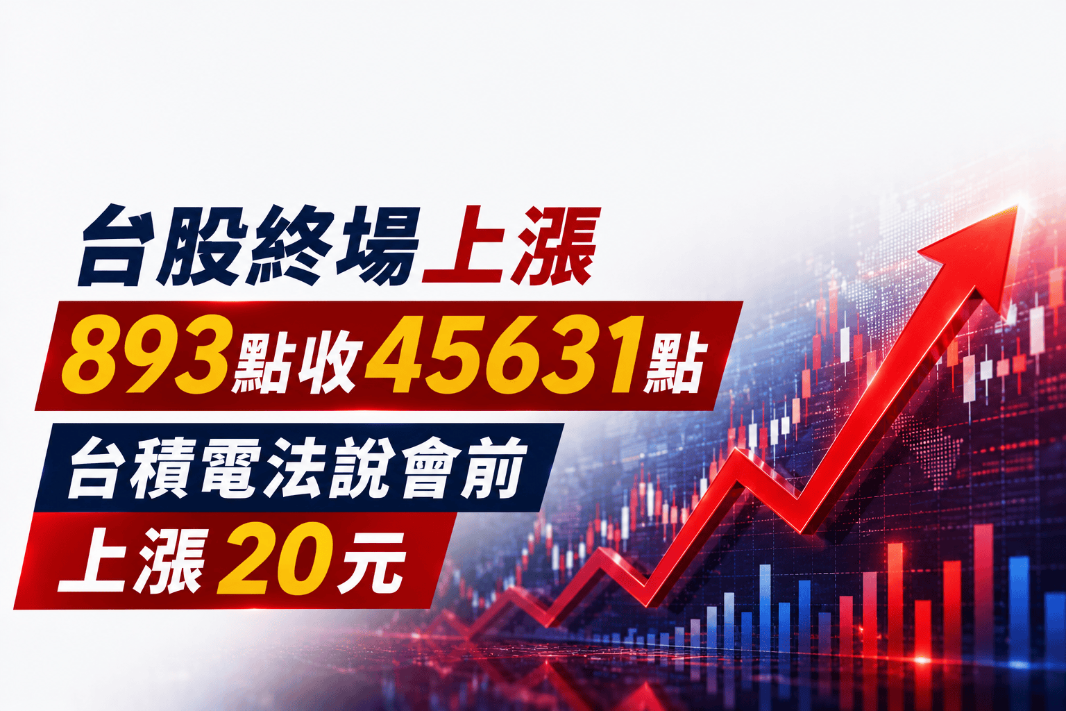 台股終場上漲893點收45631點 台積電法說會前上漲20元 台股終場上漲893點收45631點 台積電法說會前上漲20元