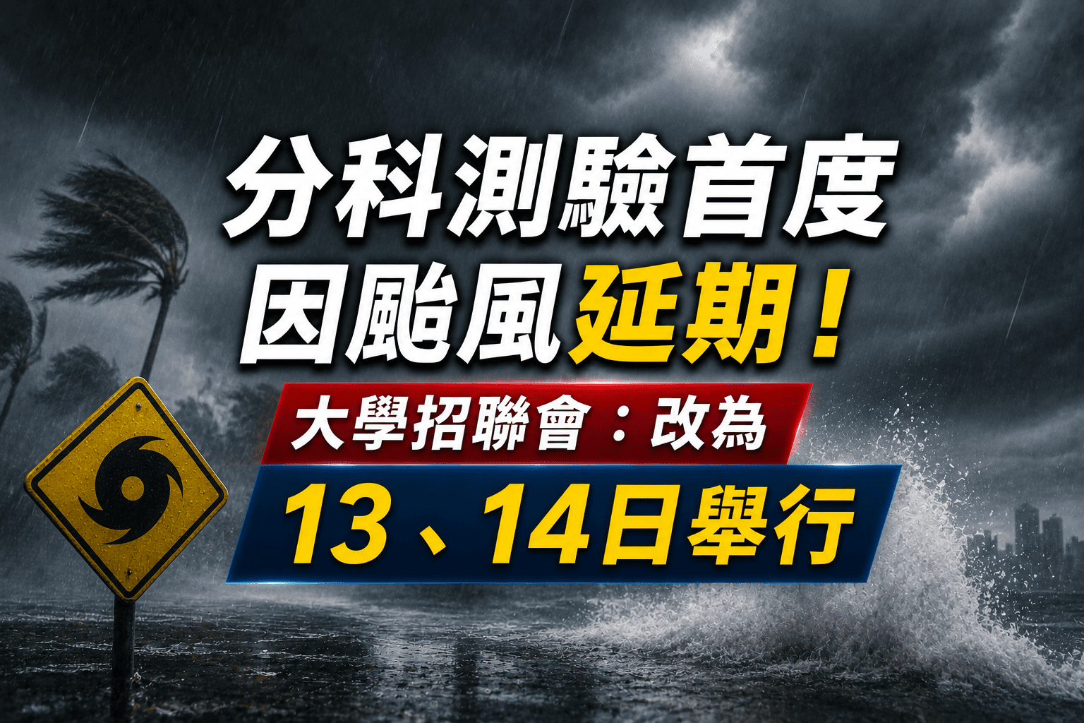 分科測驗首度因颱風延期!大學招聯會:改為13、14日舉行 分科測驗首度因颱風延期!大學招聯會:改為13、14日舉行