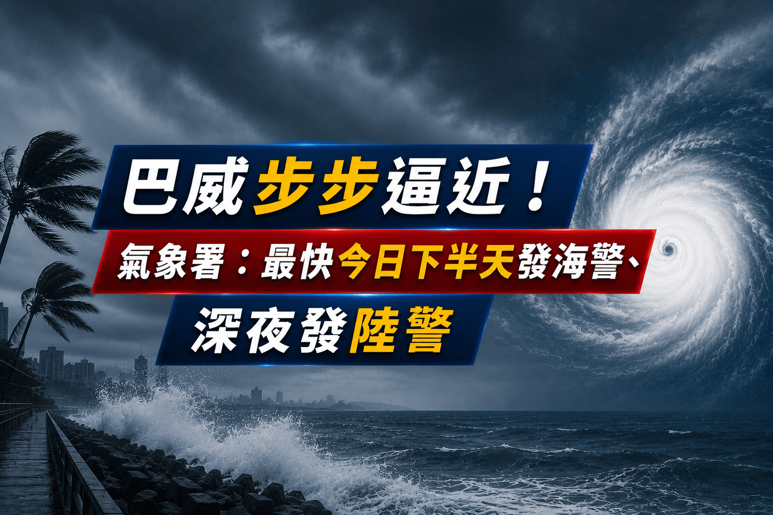 巴威步步逼近!氣象署:最快今日下半天發海警、深夜發陸警 巴威步步逼近!氣象署:最快今日下半天發海警、深夜發陸警