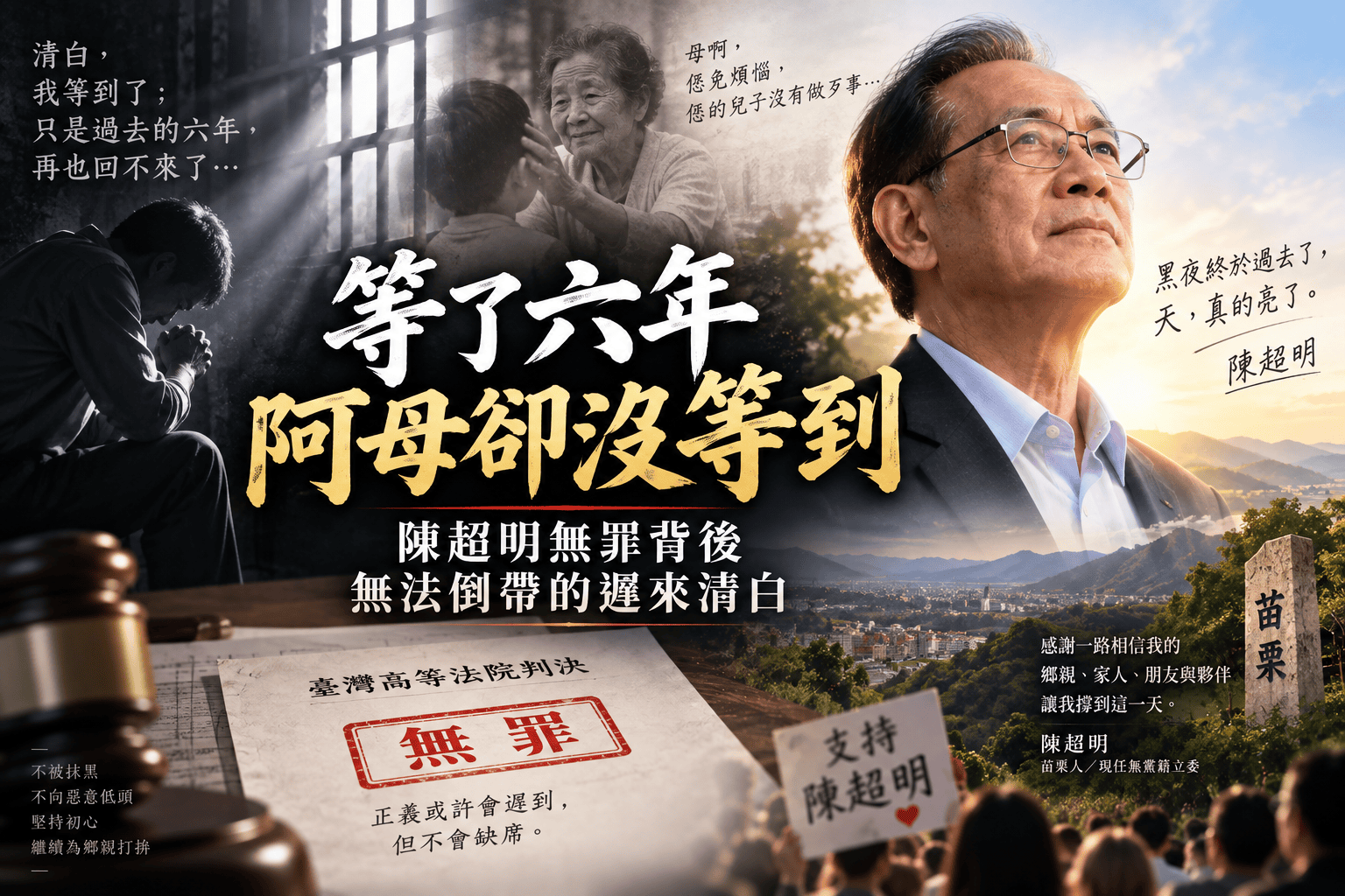 【名家專欄/陳超明】等了六年 阿母卻沒等到 陳超明無罪背後 無法倒帶的遲來清白 【名家專欄/陳超明】等了六年 阿母卻沒等到 陳超明無罪背後 無法倒帶的遲來清白