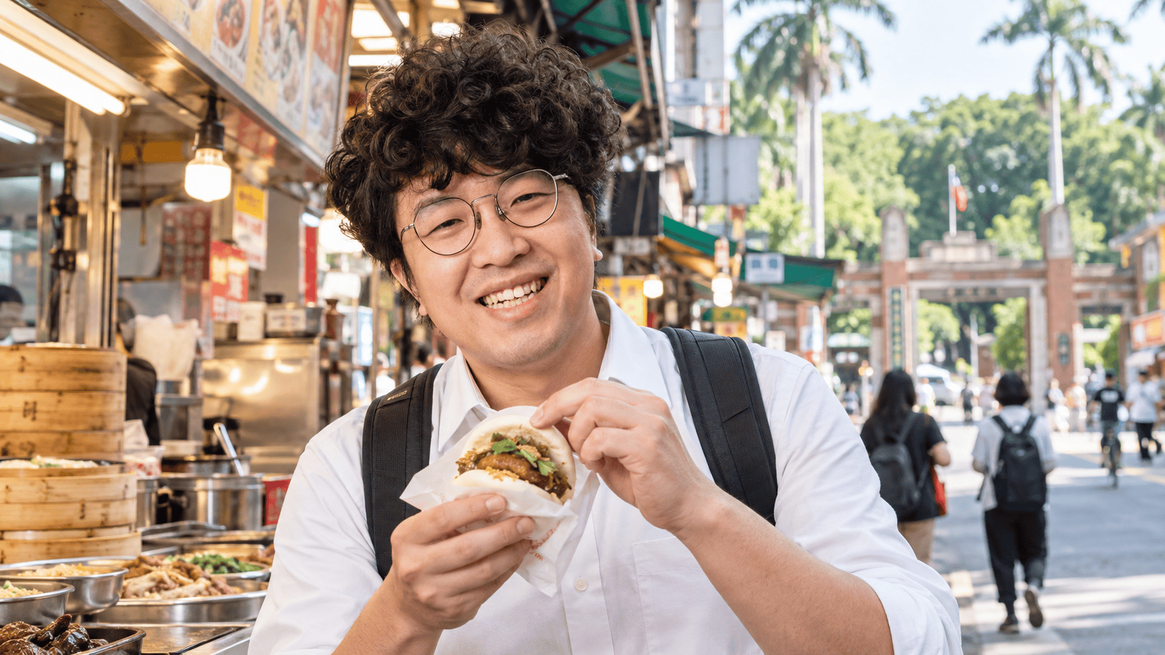 公館商圈與校園飲食文化的AI寫實示意圖