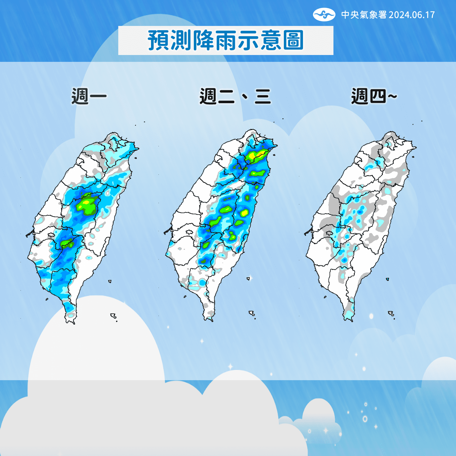 未來一週嚴防午後雷陣雨 最高溫可達36度以上