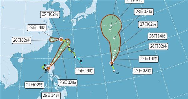雙颱藤原效應 吳德榮:中部以北有雨南部防雷雨 雙颱藤原效應 吳德榮:中部以北有雨南部防雷雨