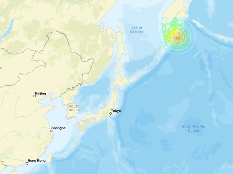 USGS:俄堪察加外海規模8地震 引發海嘯警報 USGS:俄堪察加外海規模8地震 引發海嘯警報
