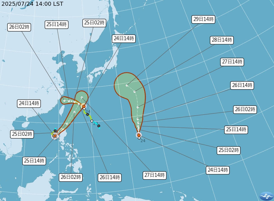 海面3颱風僅范斯高降雨較多 未來1週天氣不穩 海面3颱風僅范斯高降雨較多 未來1週天氣不穩