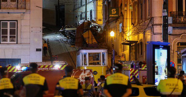 葡萄牙里斯本知名地面纜車脫軌 至少15死18傷 葡萄牙里斯本知名地面纜車脫軌 至少15死18傷
