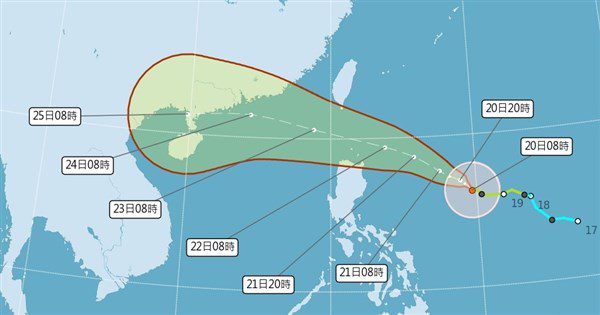 樺加沙增強為中颱 估21日上半天發海警、晚間陸警 樺加沙增強為中颱 估21日上半天發海警、晚間陸警