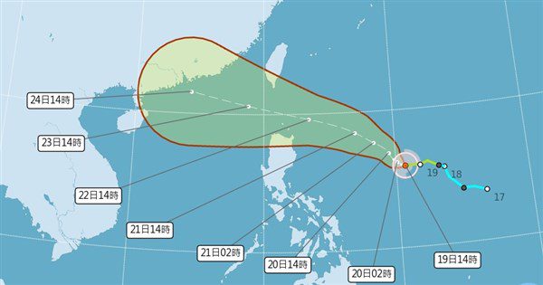 氣象署:估樺加沙接近台灣時達中颱以上 氣象署:估樺加沙接近台灣時達中颱以上