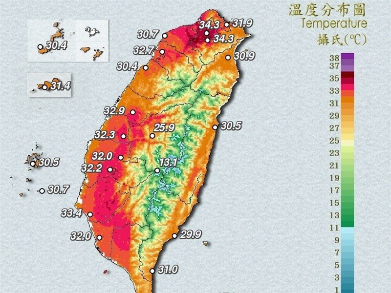10縣市防高溫 新北五股達39.3度 10縣市防高溫 新北五股達39.3度