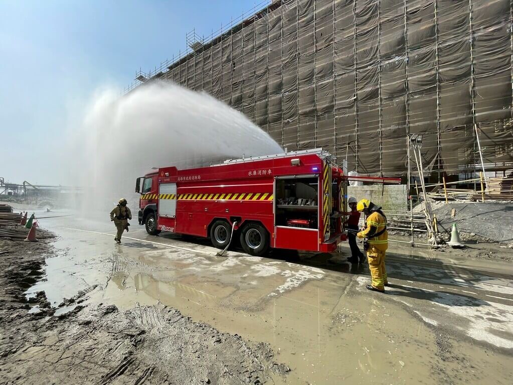 興達電廠聯合緊急應變演練 過程逼真見明火 興達電廠聯合緊急應變演練 過程逼真見明火