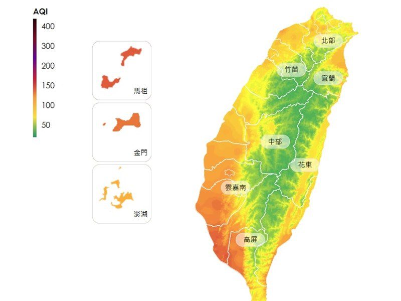 東北風挾帶境外污染物 31測站空品亮橘燈多在南部 | 生活 | 中央社 CNA 東北風挾帶境外污染物 31測站空品亮橘燈多在南部 | 生活 | 中央社 CNA