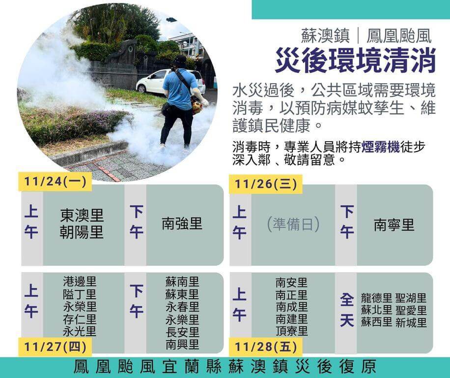 宜蘭蘇澳淹水過後 24日起全面消毒 宜蘭蘇澳淹水過後 24日起全面消毒