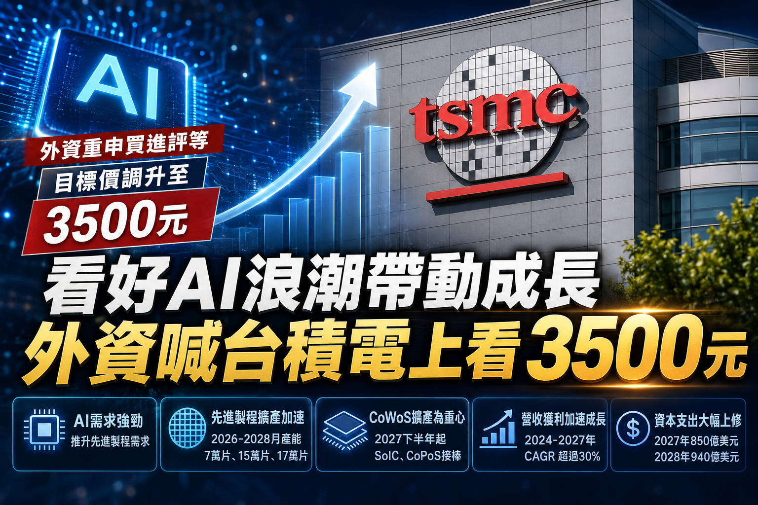 看好AI浪潮帶動成長　外資喊台積電上看3500元