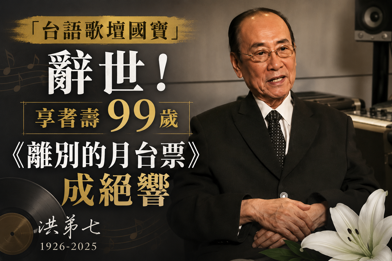 「台語歌壇國寶」辭世！享耆壽99歲　《離別的月台票》成絕響