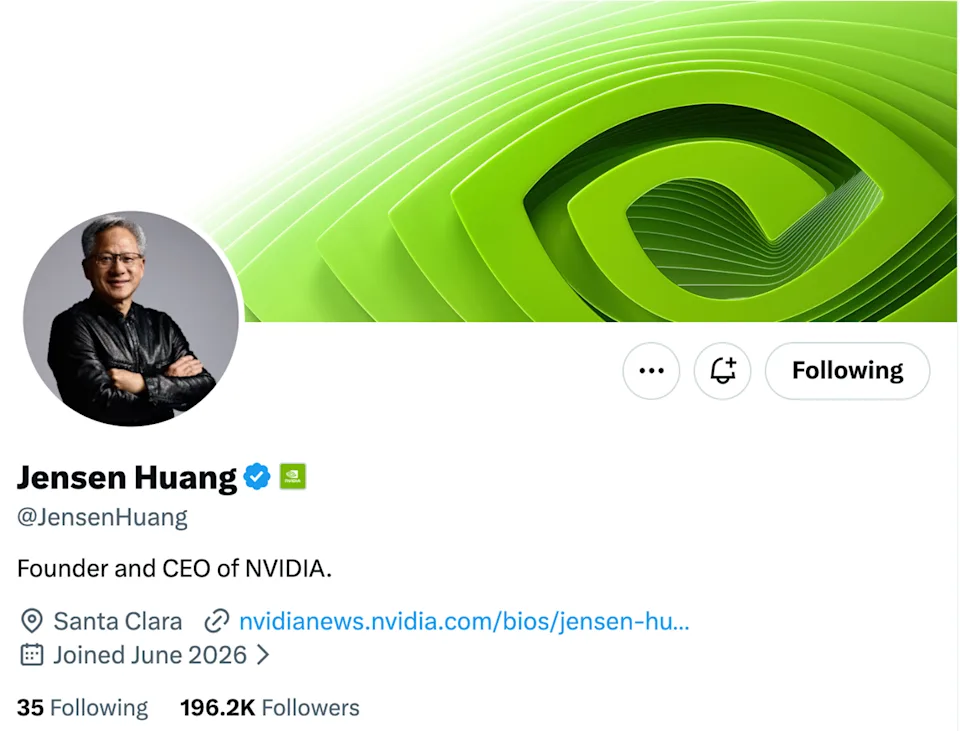 黃仁勳開通X首發文挺開放模型 談晶片景氣:短期不會反轉 黃仁勳開通X首發文挺開放模型 談晶片景氣:短期不會反轉