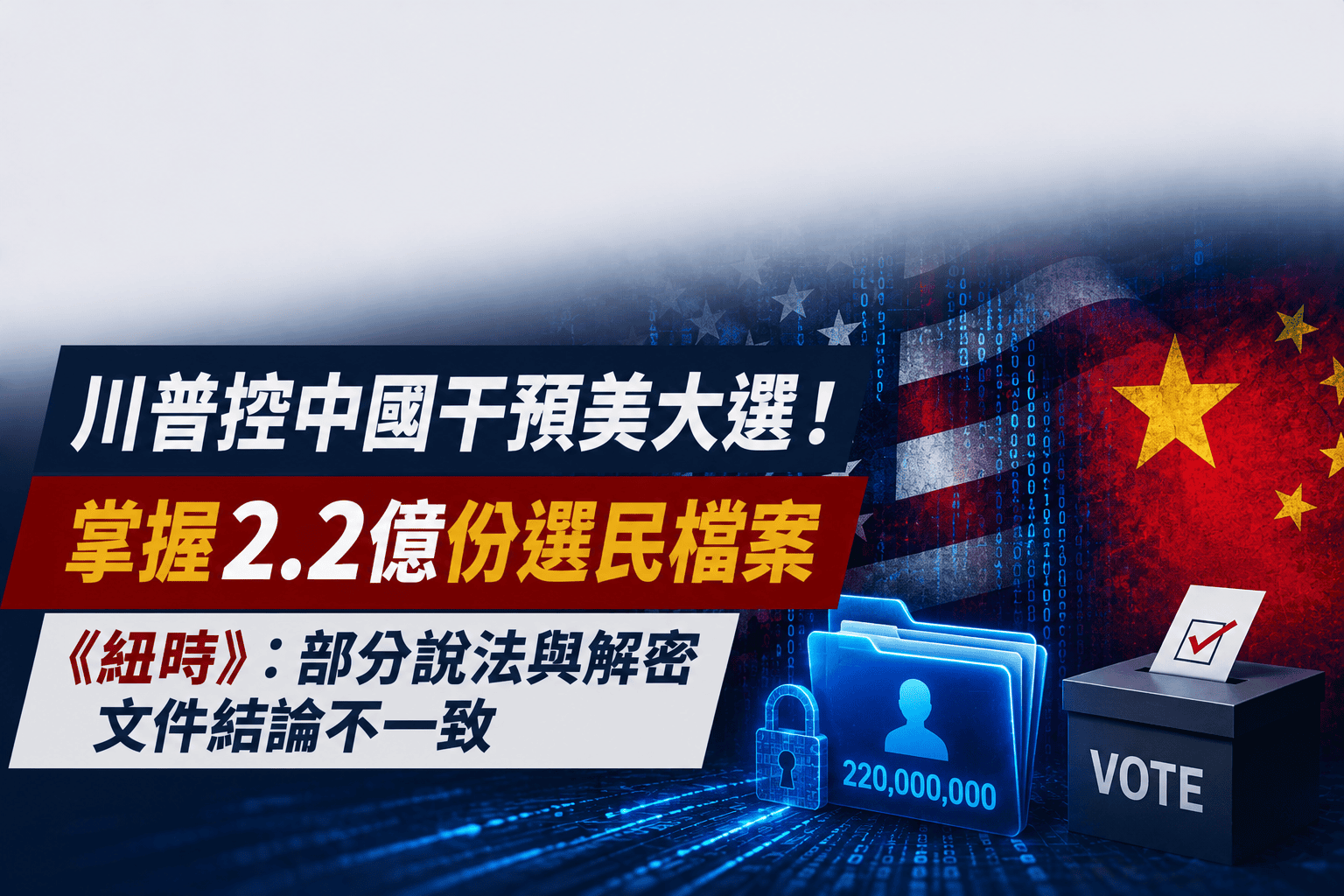 川普控中國干預美大選！掌握2.2億份選民檔案　《紐時》：部分說法與解密文件結論不一致