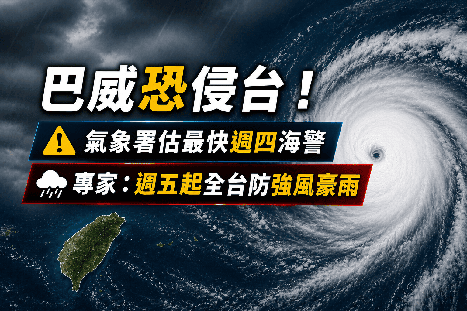 巴威恐侵台！氣象署估最快週四海警　專家：週五起全台防強風豪雨